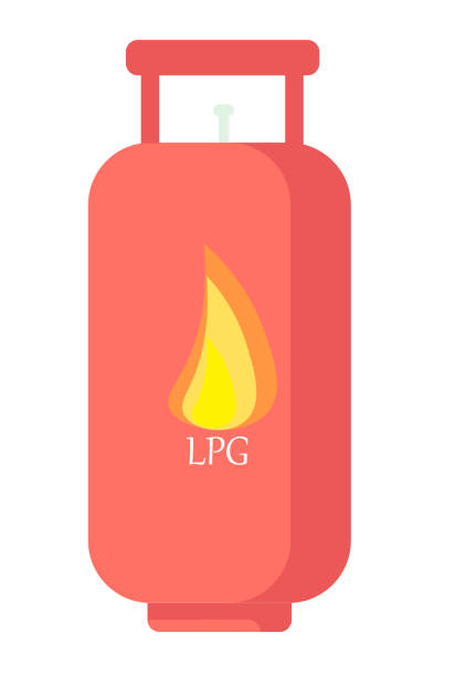 ilustrações de stock, clip art, desenhos animados e ícones de isolated lpg cylinder. view of liquified petroleum gas in a container for domestic use. - liquified petroleum gas