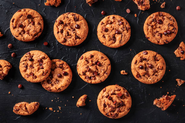 istock Chocolate chip cookies, overhead flat lay shot 1305907267