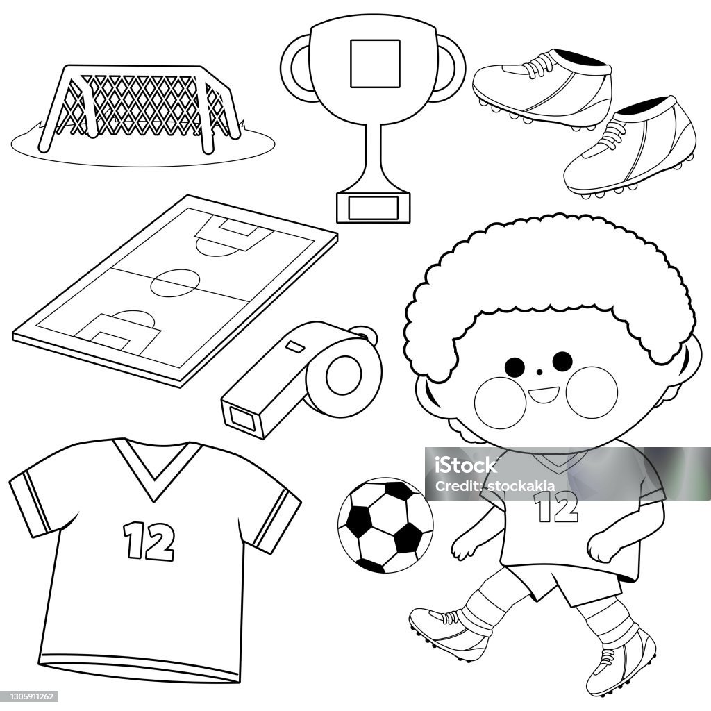 Ilustración de Niño Jugando Al Fútbol Vector Página Para Colorear En Blanco Y Negro y más Vectores Libres de Derechos de Fútbol de niños - iStock Ilustración de Niño Jugando Al Fútbol Vector Página Para Colorear En Blanco Y Negro y más Vectores Libres de Derechos de Fútbol de niños - iStock