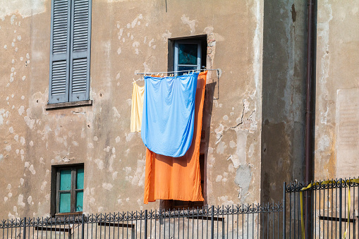 Clothesline outside a private apartment in Menaggio, Italy