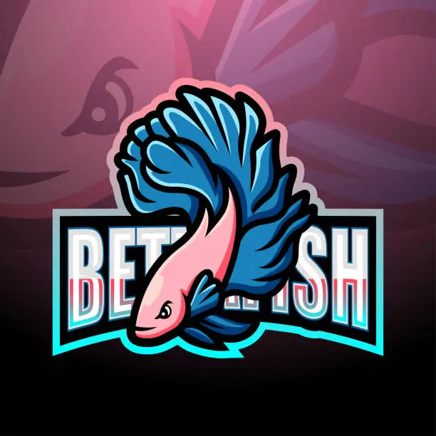 Vector illustration of Betta fish mascot esport emblem design