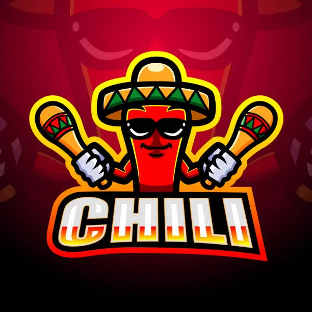 Vector illustration of Mexican red chili pepper mascot emblem design