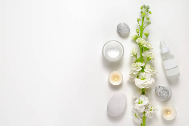 istock Cosmetic products on textured background. 1305915785