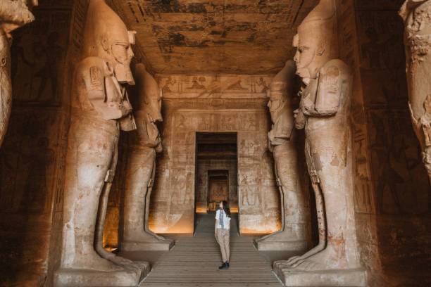 istock Woman walking inside  Abu Simbel temples 1305921557