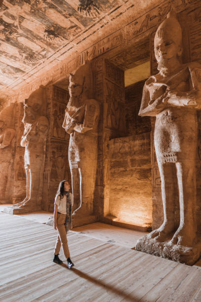 istock Woman walking inside  Abu Simbel temples 1305921567