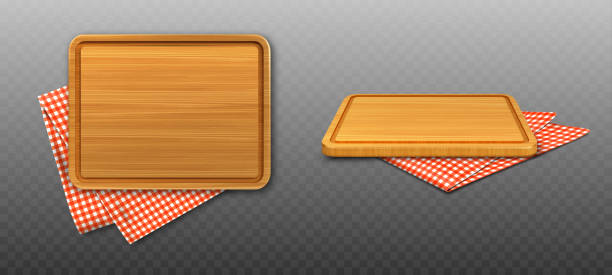 illustrations, cliparts, dessins animés et icônes de planche à découper en bois et nappe à carreaux rouges - plaid tartan backgrounds pattern