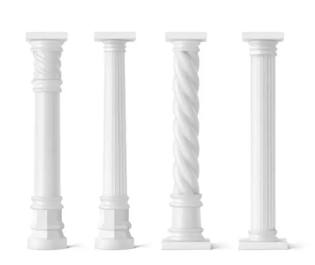 Vector illustration of Antique columns set isolated on white background