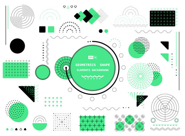 Abstract green and black geometric shape of rectangle modern elements form design. Lines style of circle and geometric header background. illustration vector Abstract green and black geometric shape of rectangle modern elements form design. Lines style of circle and geometric header background. illustration vector constructivism stock illustrations