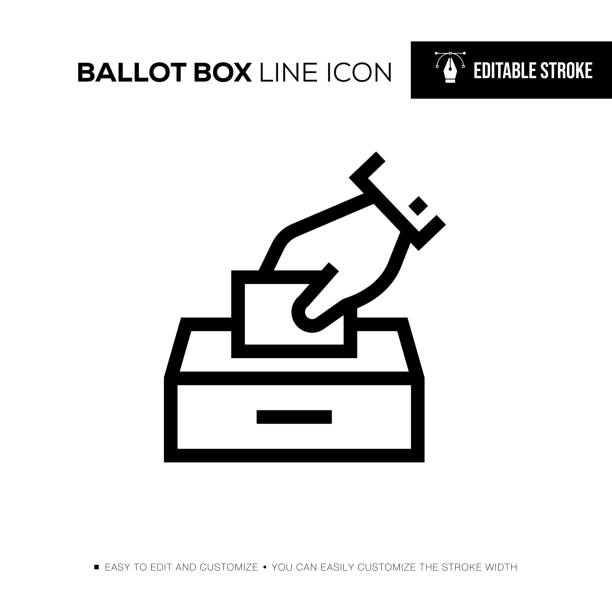 투표함 편집 가능한 스트로크 라인 아이콘 - election voting presidential election voting ballot stock illustrations