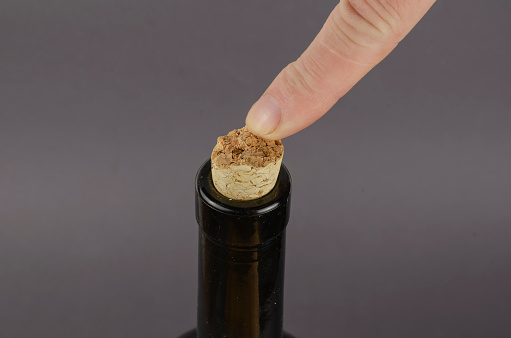 Extreme close-up of the top of a wine bottle