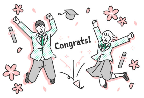 to hold a graduation ceremony to hold a graduation ceremony junior high stock illustrations