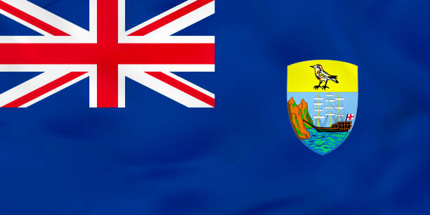 istock Saint Helena waving flag. Saint Helena national flag background texture. 1305939796