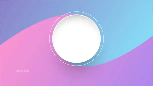 Vector illustration of White round isolated on blue and pink background vector illustration.