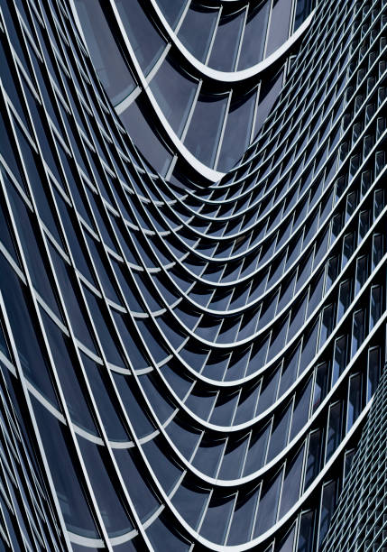 Facade of building, Financial District, Madrid.