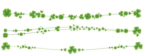 클로버 테두리 디바이더 라인입니다. - st patricks day day abstract backgrounds stock illustrations