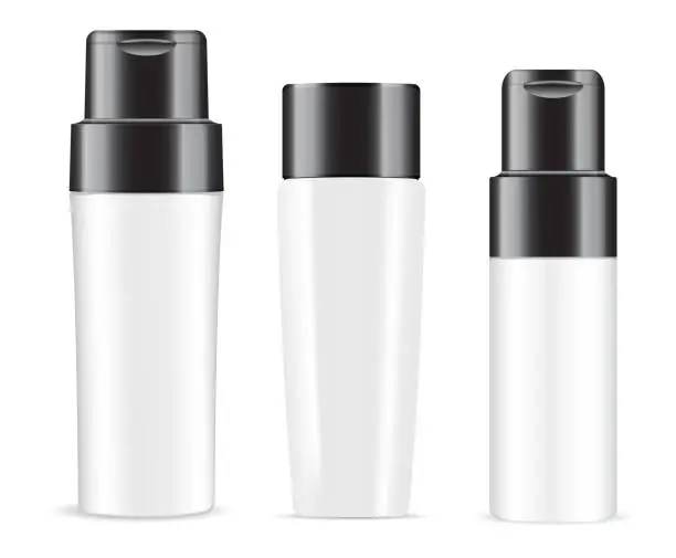 Vector illustration of Shampoo bottle. Cosmetic product package, gel tube