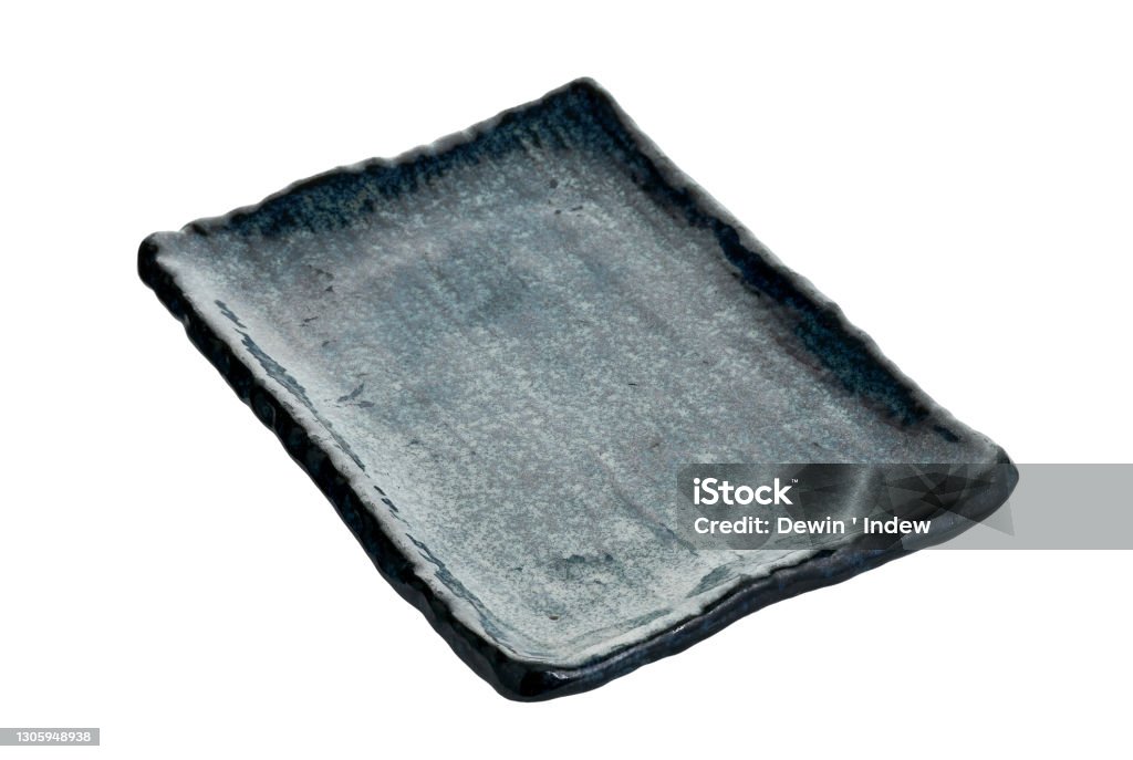Empty Rectangular Plate Empty Rectangular Plate Blue Ceramics Plate Isolated On White ...