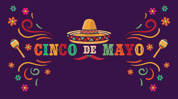 traditionelle mexikanische feier bundesfeiertag. cinco de mayo - mexican culture cinco de mayo backgrounds sombrero stock-grafiken, -clipart, -cartoons und -symbole