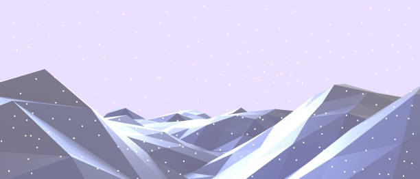 istock Abstract Geometry shapes Mountain Landscape low poly Design on purple background Origami. Design for banner, website - 3d rendering 1305949985