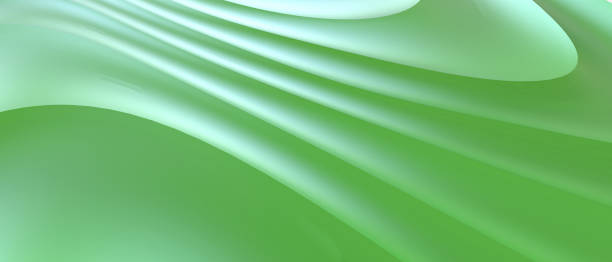 istock Abstract Curves Waves Futuristic digital Graphic Design on green background. Design for banner, copy space - 3d rendering 1305950005