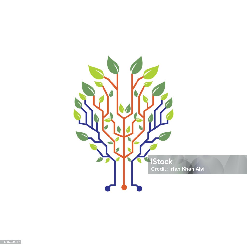 Tech Tree Vector Logo Design Template Stock Illustration - Download ...