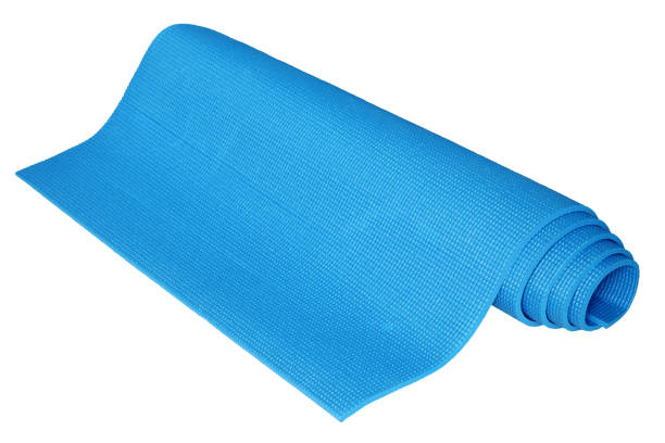 istock Light blue yoga mats isolated on white background with clipping path. 1305950384