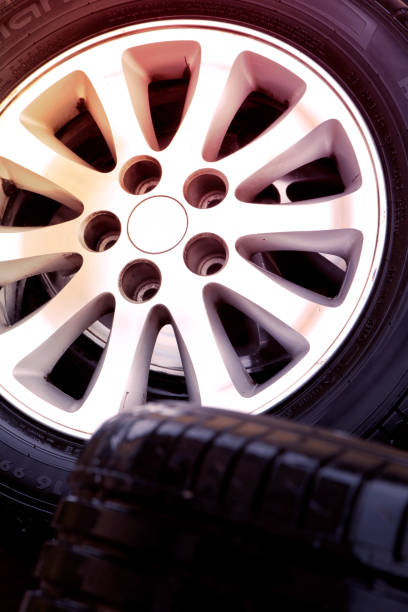 istock close up view of stack car disks with tyres 1305954293