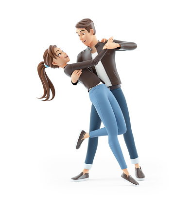  Hombre De Dibujos Animados En 3d Bailando Con Mujer Foto de stock y más banco de imágenes de Tridimensional