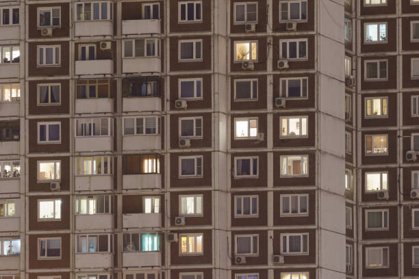 istock Modern skyscraper in the Moscow winter night 1305957696