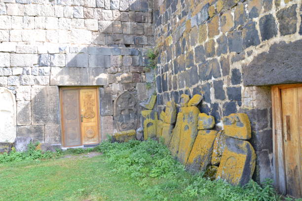 istock Armenian ancient cross stone (khachkar) 1305957737