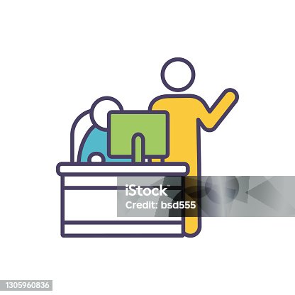 istock Mentor and mentee in workplace RGB color icon 1305960836