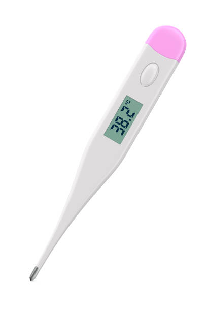 thermometer auf weißem hintergrund. isolierte 3d-illustration - isolated on white three dimensional accuracy arm stock-fotos und bilder