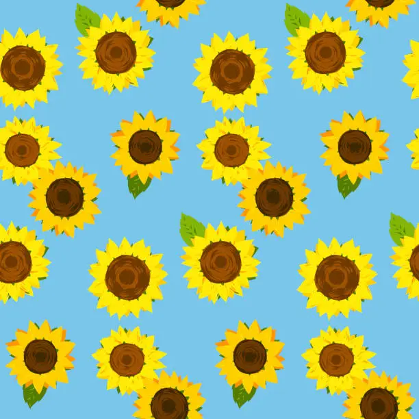 Vector illustration of Sunflower seamless pattern