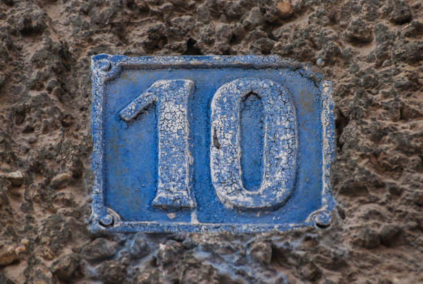 istock Old retro cast iron plate number 10 1305963857