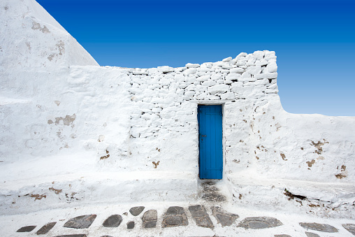 Blue door in Mykonos