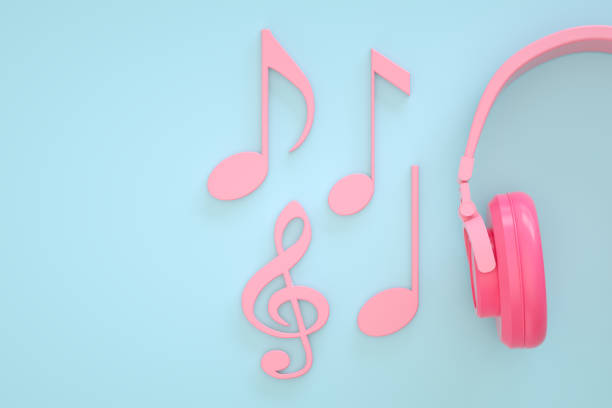 istock Headphones and musical notes minimal background 1305965418