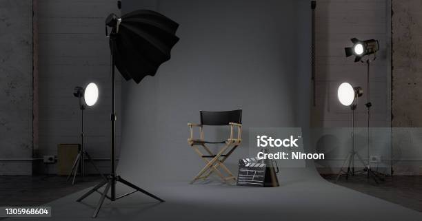 Director Chair Movie Clapper In Studioconcept For Film Industry3d Rendering Stock Photo - Download Image Now