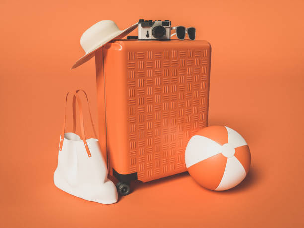 istock 3d Travel suitcase. Summer travel concept. 1305971331