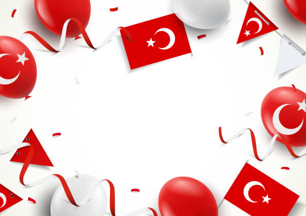 Turkey Holiday Vector Illustration of Turkey Holiday. Background with balloons, flags number 23 stock illustrations