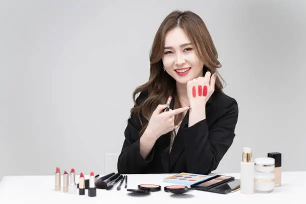 Photo of Beautiful asian female anchor, live cosmetics, new online sales form is very popular in China