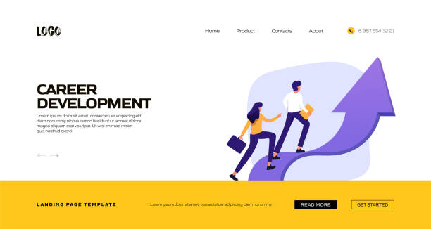 ilustrações de stock, clip art, desenhos animados e ícones de career development concept vector illustration for landing page template, website banner, advertisement and marketing material, online advertising, business presentation etc. - development