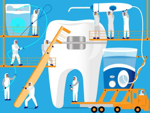 Vector illustration of Cleaning braces