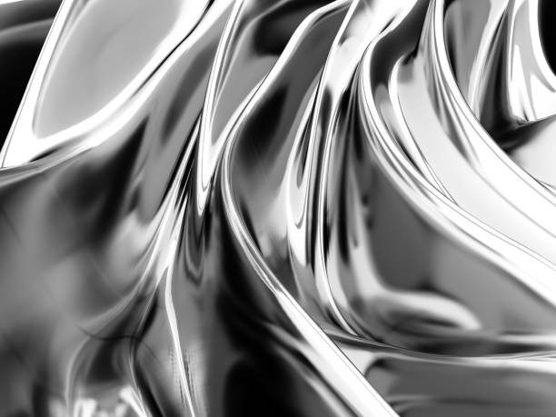 Metallic abstract wavy liquid background stock photo
