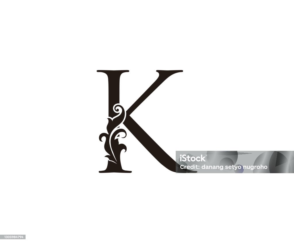 Classic Black Floral K Letter Design Stock Illustration - Download ...