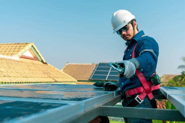 istock A technician installing the solar panels at roof top 1305985667