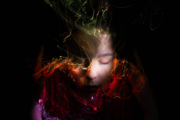 new art direction, long exposure photo without processing, light drawing at long exposure