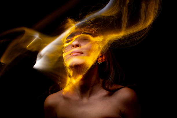 new art direction, long exposure photo without processing, light drawing at long exposure