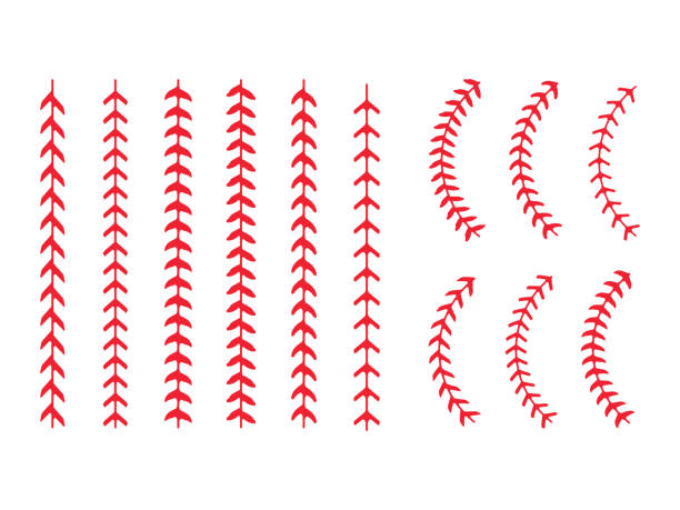 The red stitch or stitching of the baseball Isolated on white background. The red stitch or stitching of the baseball Isolated on white background. baseball threads stock illustrations