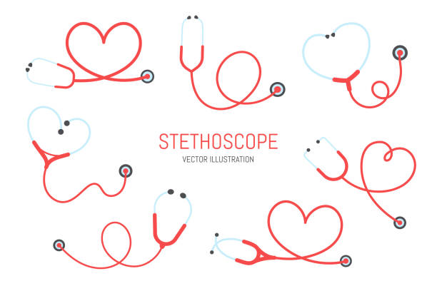 illustrations, cliparts, dessins animés et icônes de infirmière du stéthoscope. un stéthoscope médical qui se courbe dans un concept de soins de santé en forme de cœur. - stethoscope