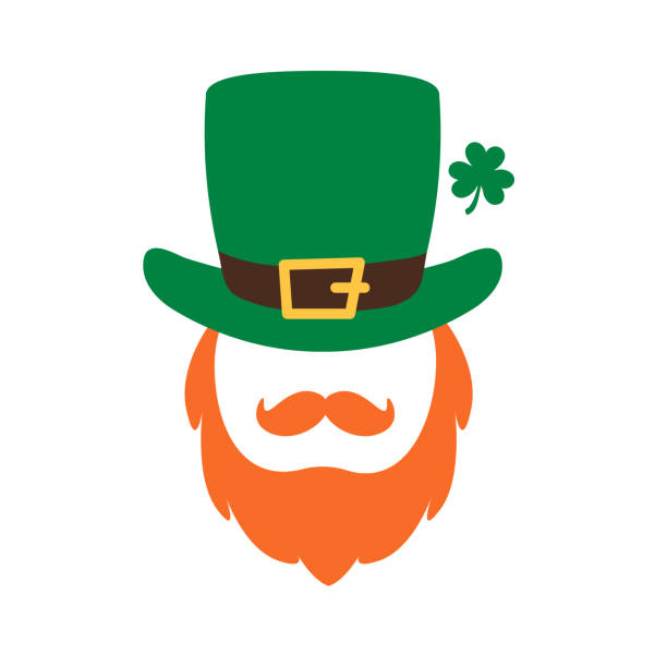 die gnome tragen einen grünen hut mit klee. ein symbol des glücks am st.patrick-tag - leprechaun holiday stock-grafiken, -clipart, -cartoons und -symbole